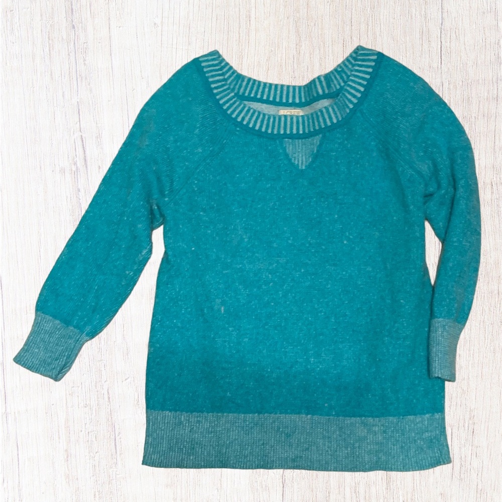 J. Crew 3/4 Sleeve Tippi Teal Sweater Size Small
